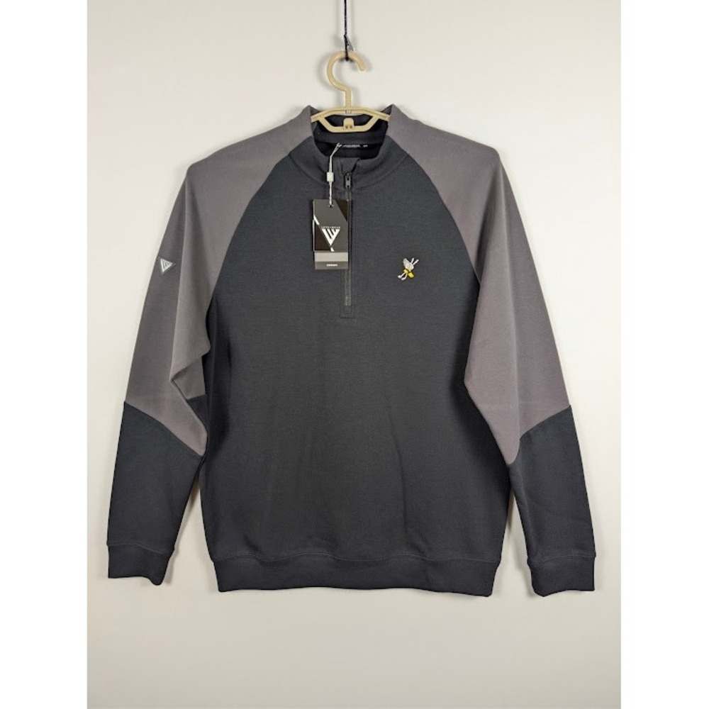 Levelwear Winged Foot Golf Club Quarter Zip Mens M Black Gray Colorblock NEW